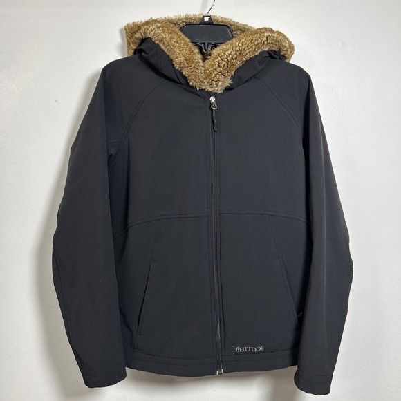 Marmot Jackets & Blazers - Marmot Women L Jacket Black Faux Fur Lined Hooded 3896